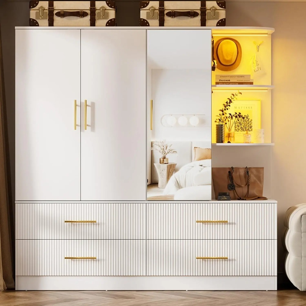 Drawer Organizer Peg - 3 Door Armoire Wardrobe Closet, 70.87