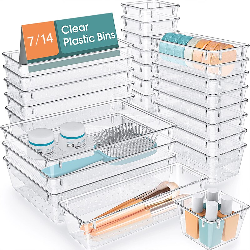 Drawer Organizer Peg - 7/16Pcs Clear Plastic Drawer Organizers Set