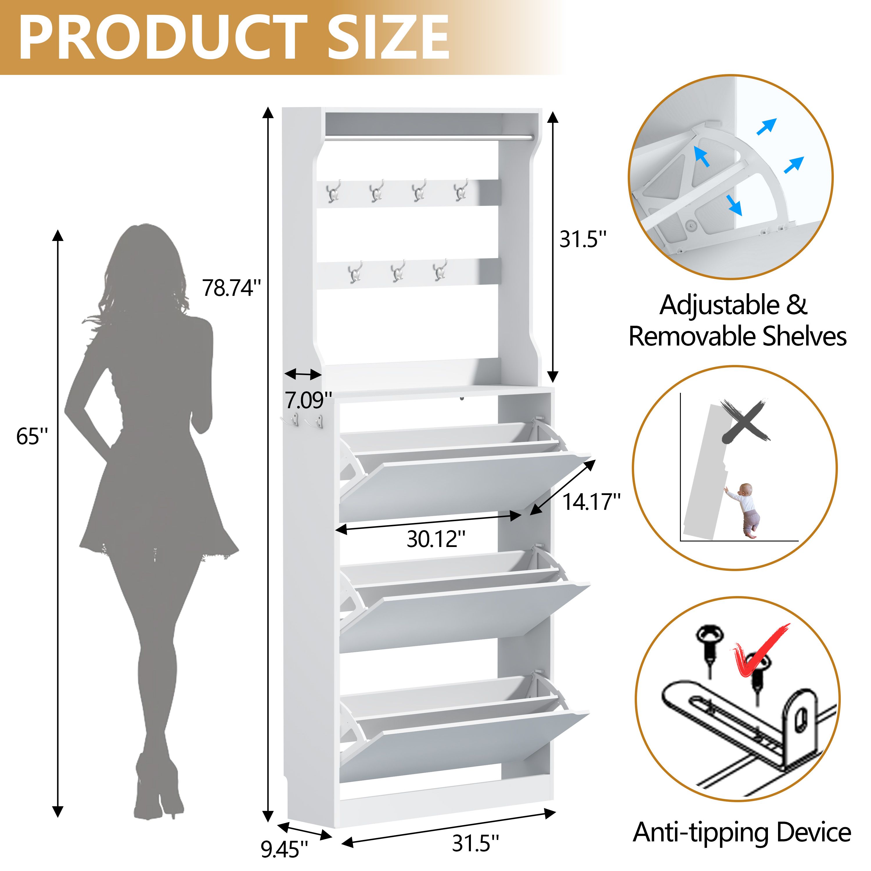 Shoe Cabinet with 3 Flip Drawe - Drawer Organizer Peg recensie en prijs