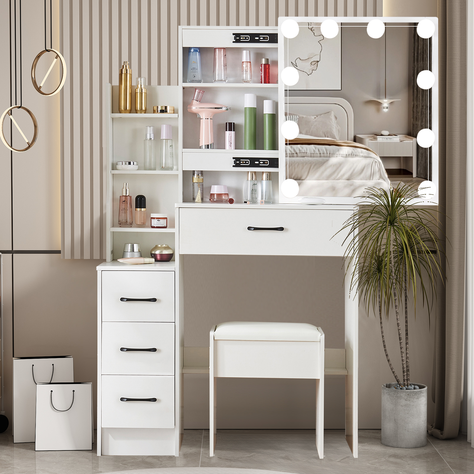 White Wooden Vanity Dressing T - Furniture Hardware Parts recensie en prijs