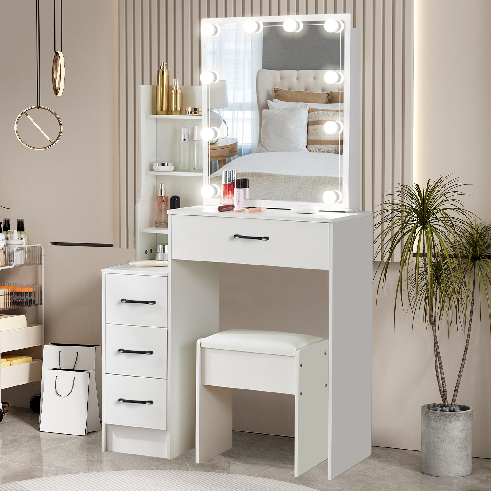 White Wooden Vanity Dressing T - Furniture Hardware Parts recensie en prijs