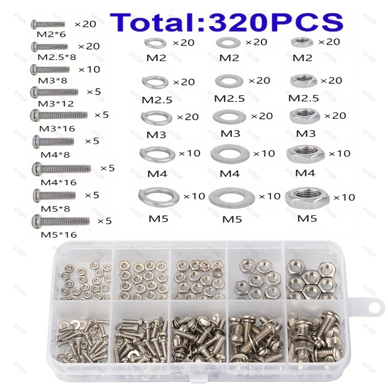 120/320 Piece Nut and Bolt Set - Furniture Joinery Hardware recensie en prijs