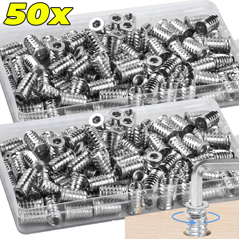 10/50x Threaded Inserts Wood I - Furniture Hardware Threaded Inserts recensie en prijs