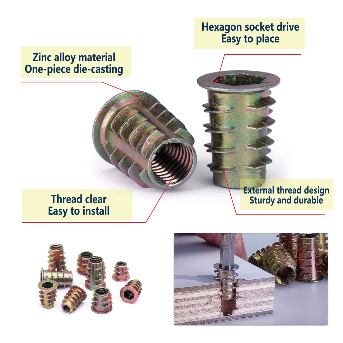 70pcs Threaded Insert Nut E-nu - Furniture Hardware Threaded Inserts recensie en prijs
