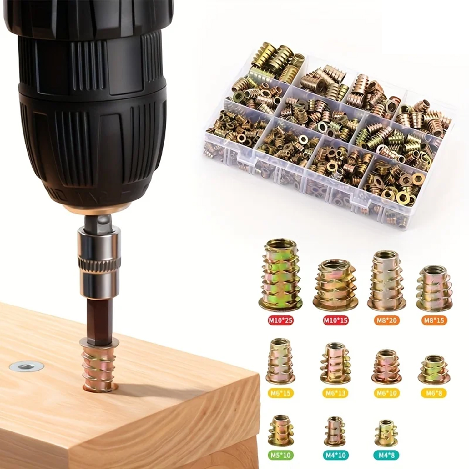 100-Pack M4/M5/M6 Threaded Ins - Furniture Hardware Threaded Inserts recensie en prijs